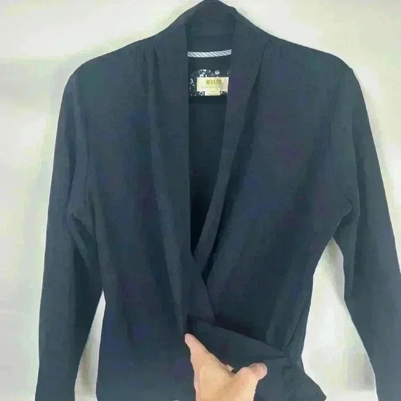 Mauve Draped Long Sleeve Open Front Top - Picture 2 of 6